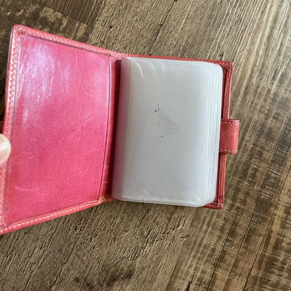 Dallaiti Italy vtg. Italian Leather business credit card holder Red Vera Pelle